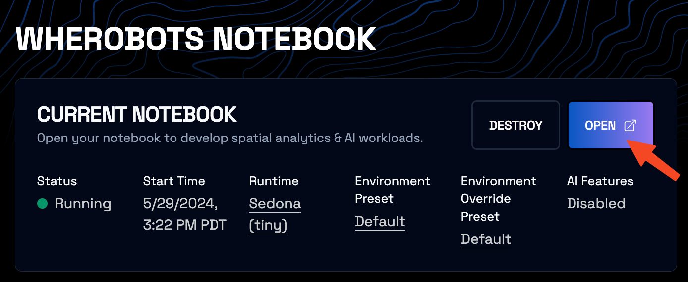 Open Wherobots Notebook